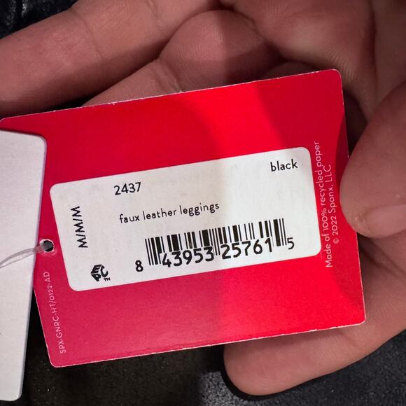 Spanx Faux Leather Leggings M Black High Rise Shaping Ankle - Picture 5 of 11